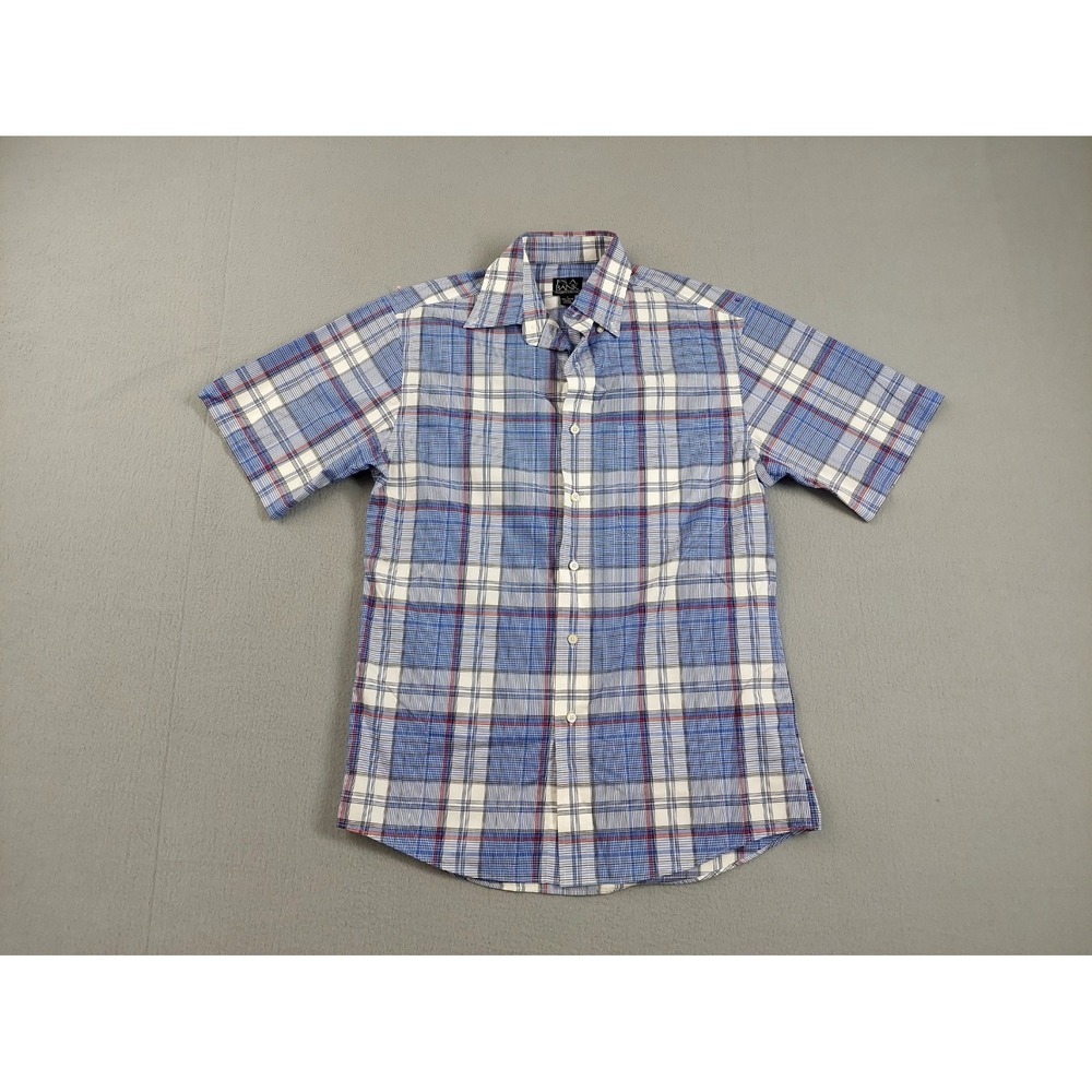Jos A Bank Men Shirt S Multicolor Plaid 100% Cotton Down Short Sleeve Outdoor